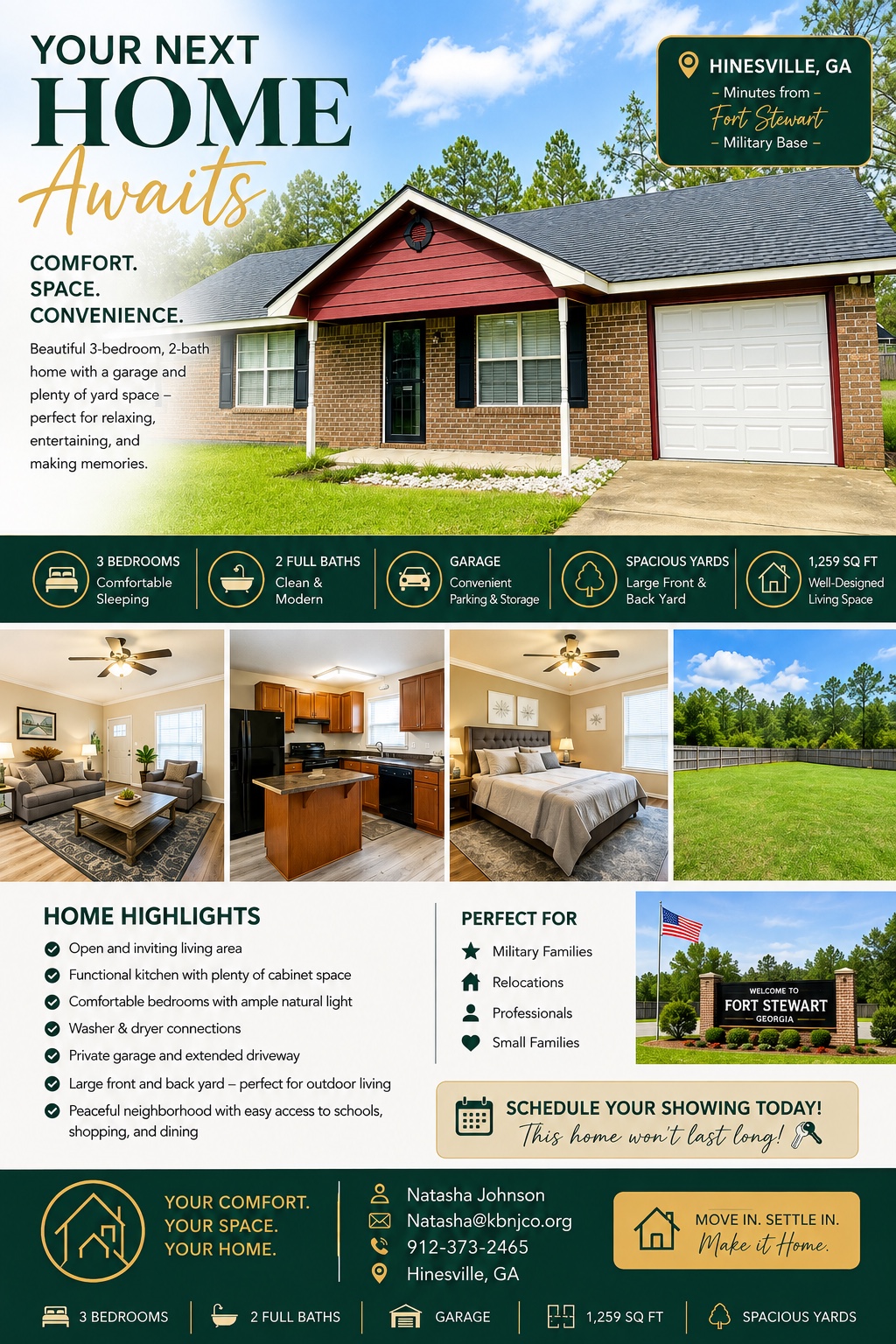 Single-story Hinesville residence managed by KB and NJ Company