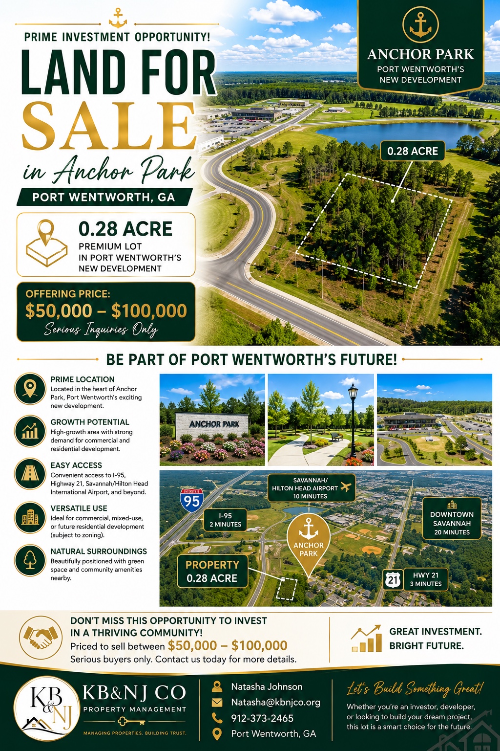 Aerial view of the Anchor Park development area in Port Wentworth